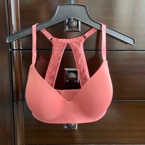 Victoria's Secrets lace racer back bra, size 34DDD in rose color. Never worn.